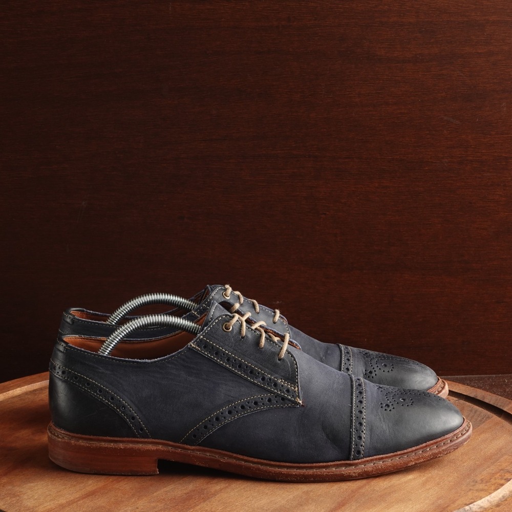 Allen Edmonds Derby Mens Size 10.5D Blue Bainbridge Cap Toe Dress Leather Shoes